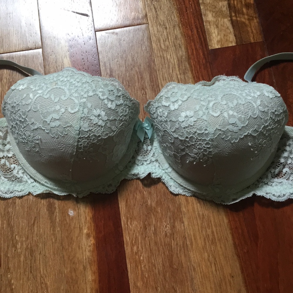 Push up blue lace bra